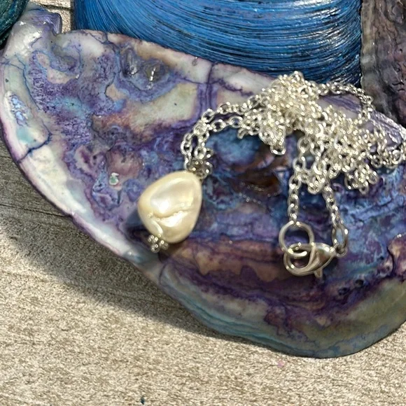 Solitaire pearl necklace #5 - Picture 7 of 8